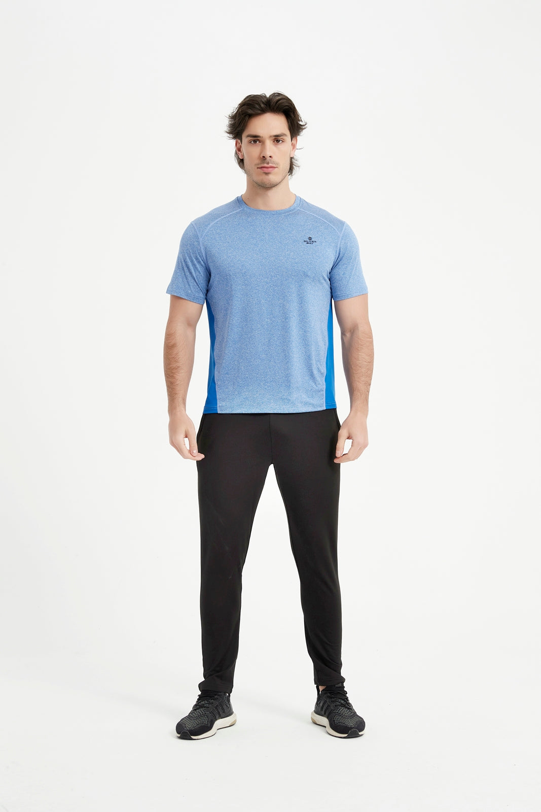 Men's Short Sleeved Crew Neck Set In Sleeved Mesh Panel T-Shirt