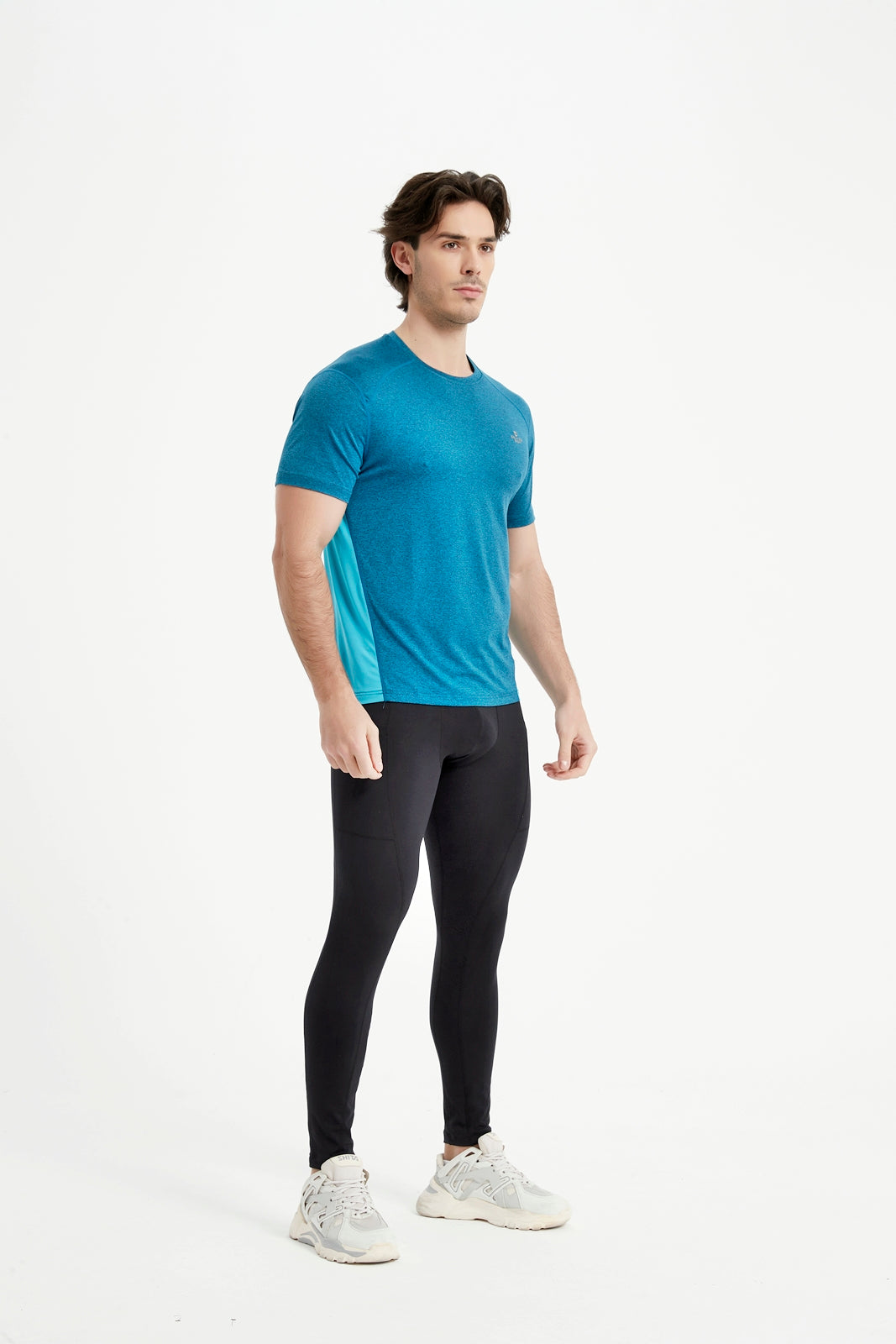 Men's Short Sleeved Crew Neck Set In Sleeved Mesh Panel T-Shirt