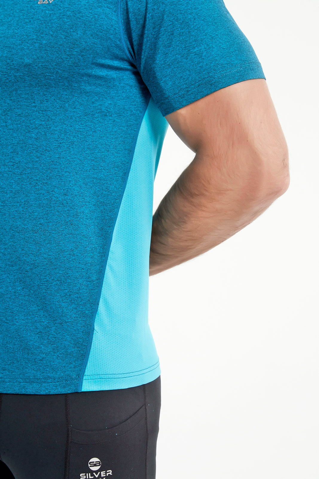 Men's Short Sleeved Crew Neck Set In Sleeved Mesh Panel T-Shirt