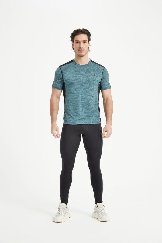 Men's Short Sleeved Crew Neck Set In Sleeved Mesh Panel T-Shirt