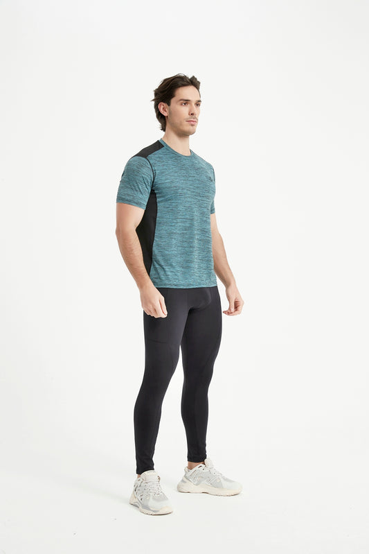Men's Short Sleeved Crew Neck Set In Sleeved Mesh Panel T-Shirt