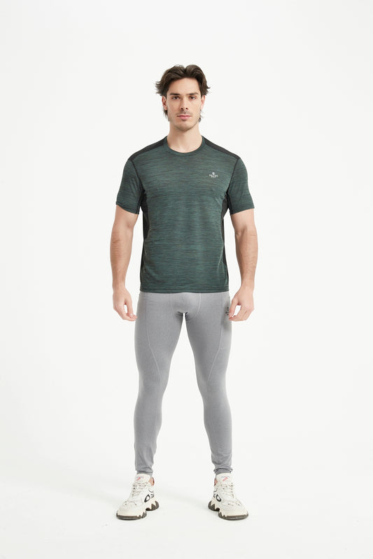 Men's Short Sleeved Crew Neck Set In Sleeved Mesh Panel T-Shirt