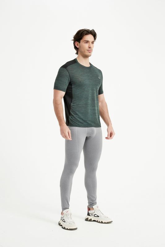 Men's Short Sleeved Crew Neck Set In Sleeved Mesh Panel T-Shirt