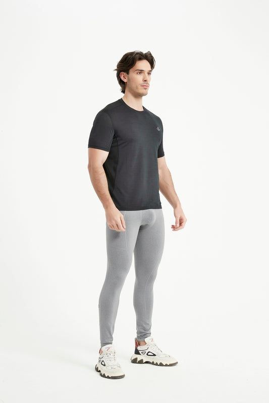 Men's Short Sleeved Crew Neck Set In Sleeved Mesh Panel T-Shirt