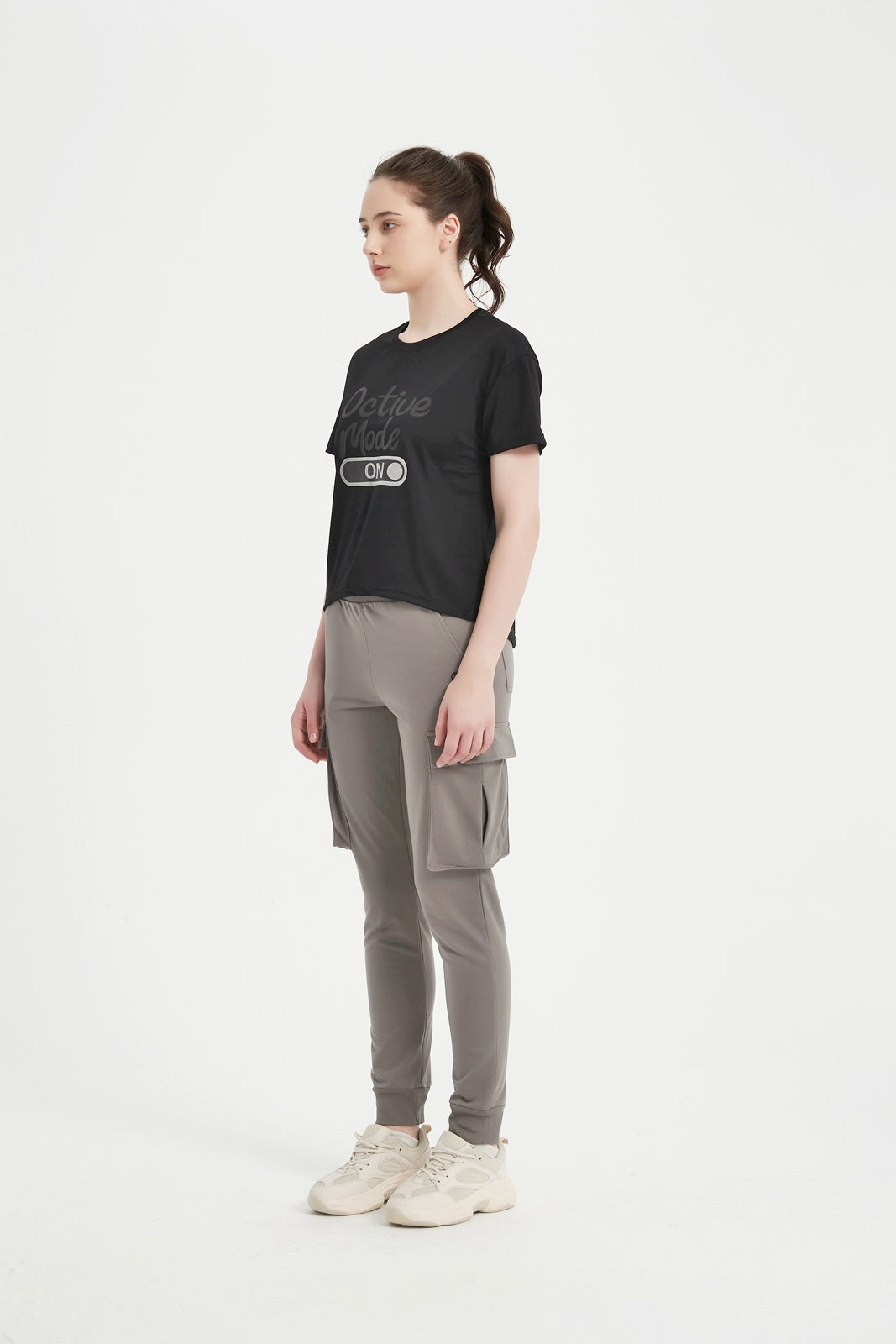 Women's SS Chest Printed Crew Neck Tee