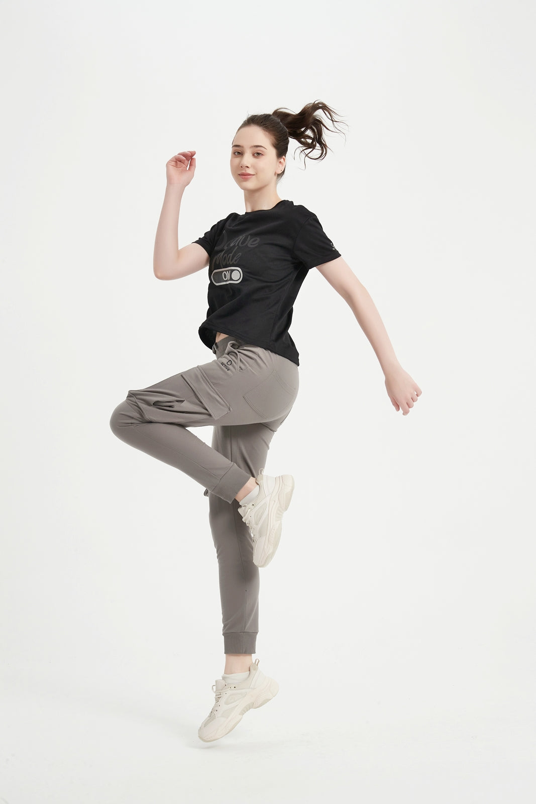Women's SS Chest Printed Crew Neck Tee