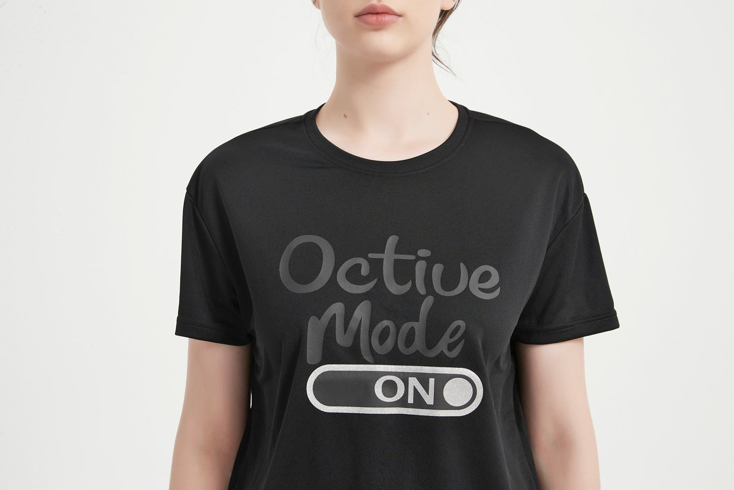 Women's SS Chest Printed Crew Neck Tee