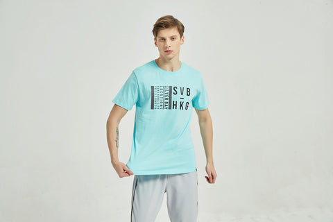 Men's Cotton Printed T Shirt S Blue