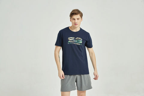 Men's Cotton Printed T Shirt Navy