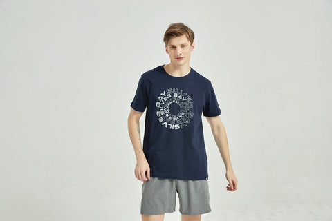Men's Cotton Printed T Shirt Navy